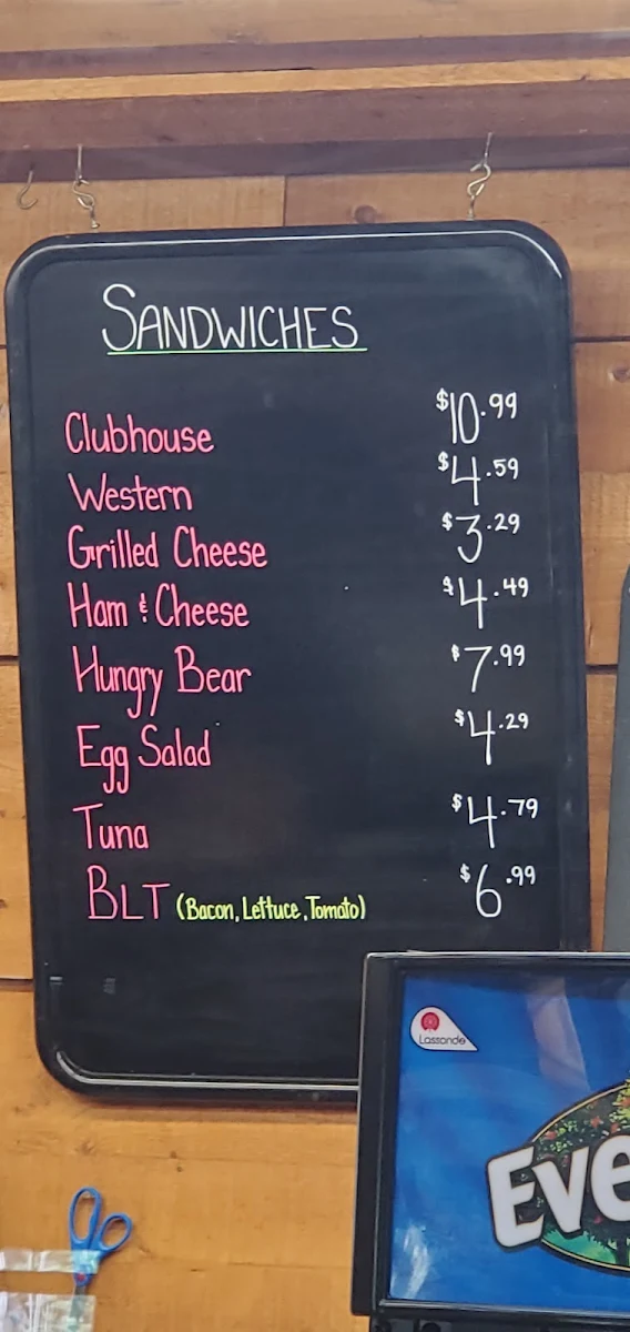 Menu, Hungry Bear Restaurant