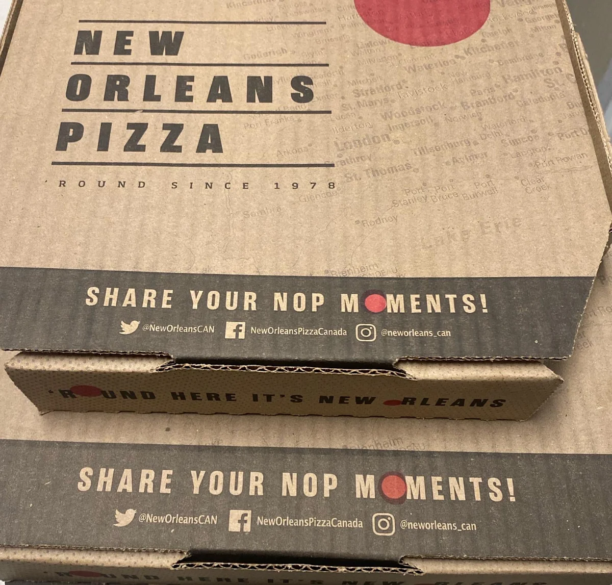 Menu, New Orleans Pizza
