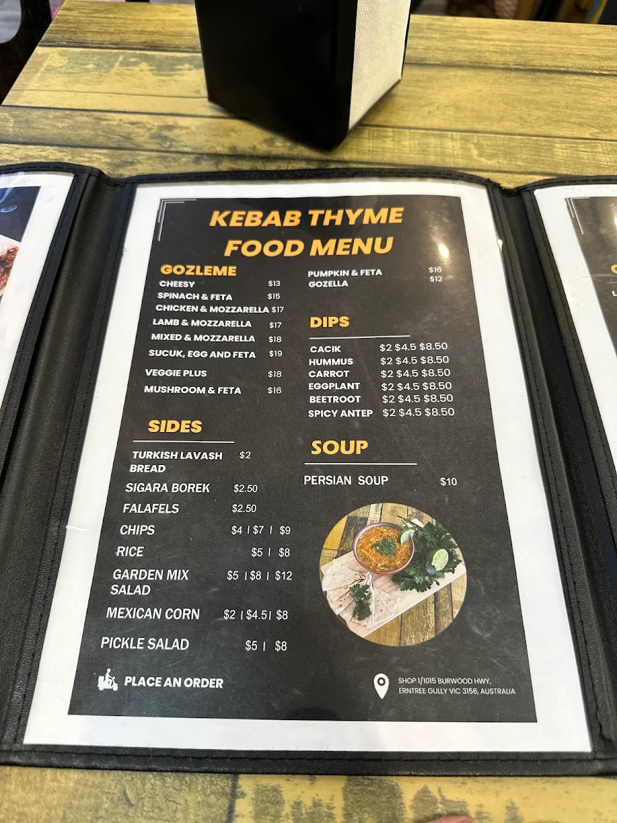 Menu, Kebab Thyme