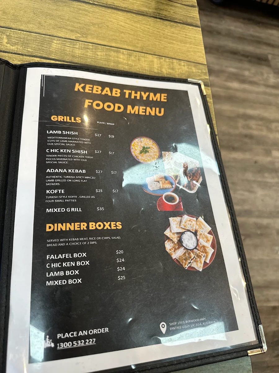 Menu, Kebab Thyme
