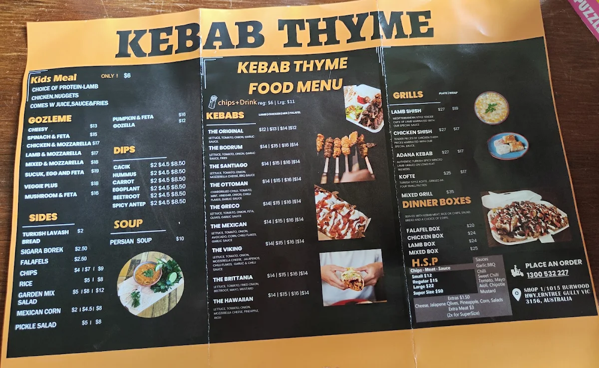 Menu, Kebab Thyme