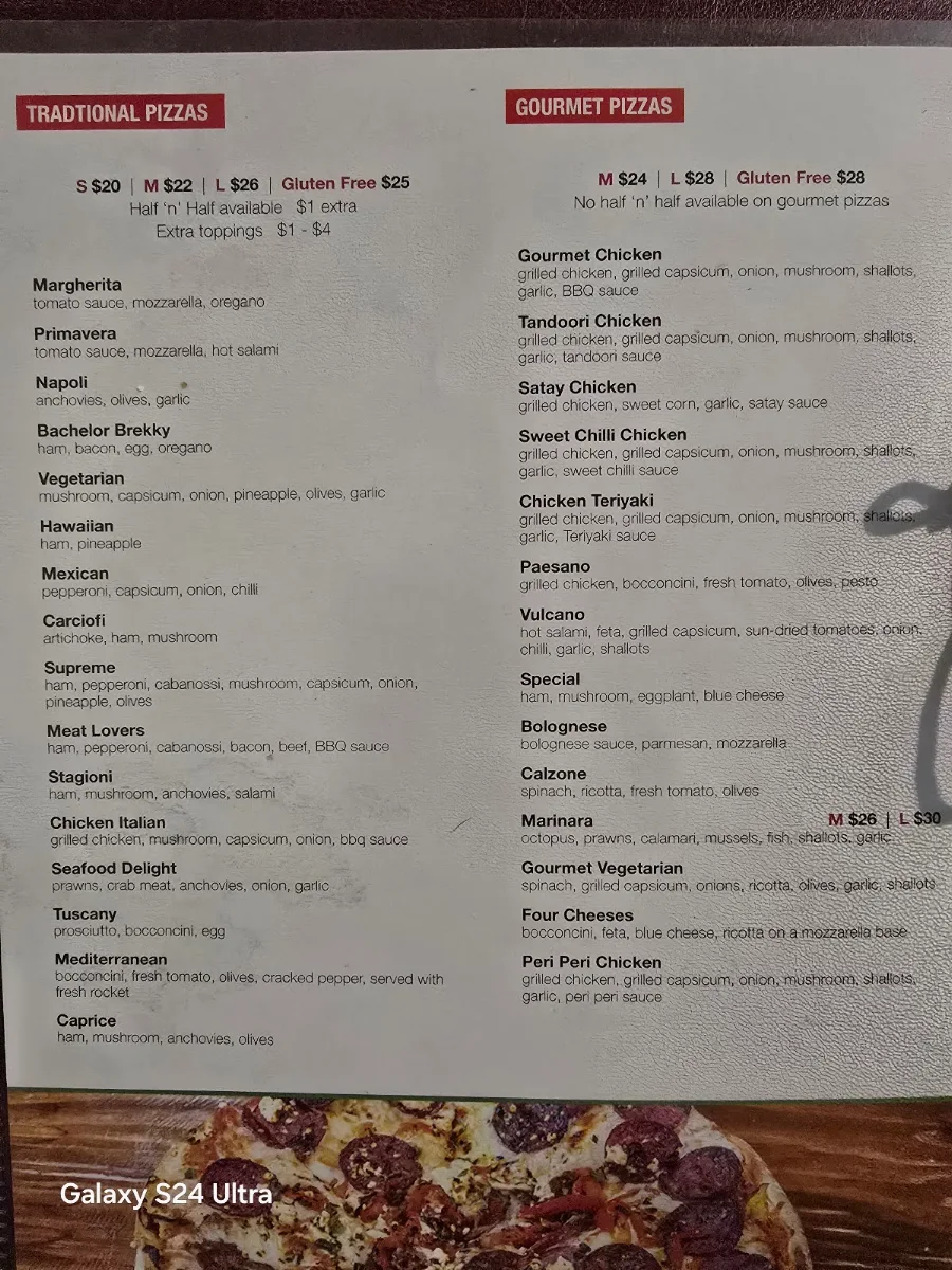 Menu, Midnight Pizza Cafe