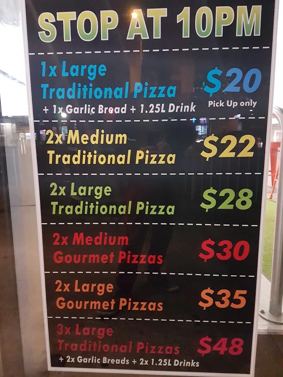 Menu, Midnight Pizza Cafe
