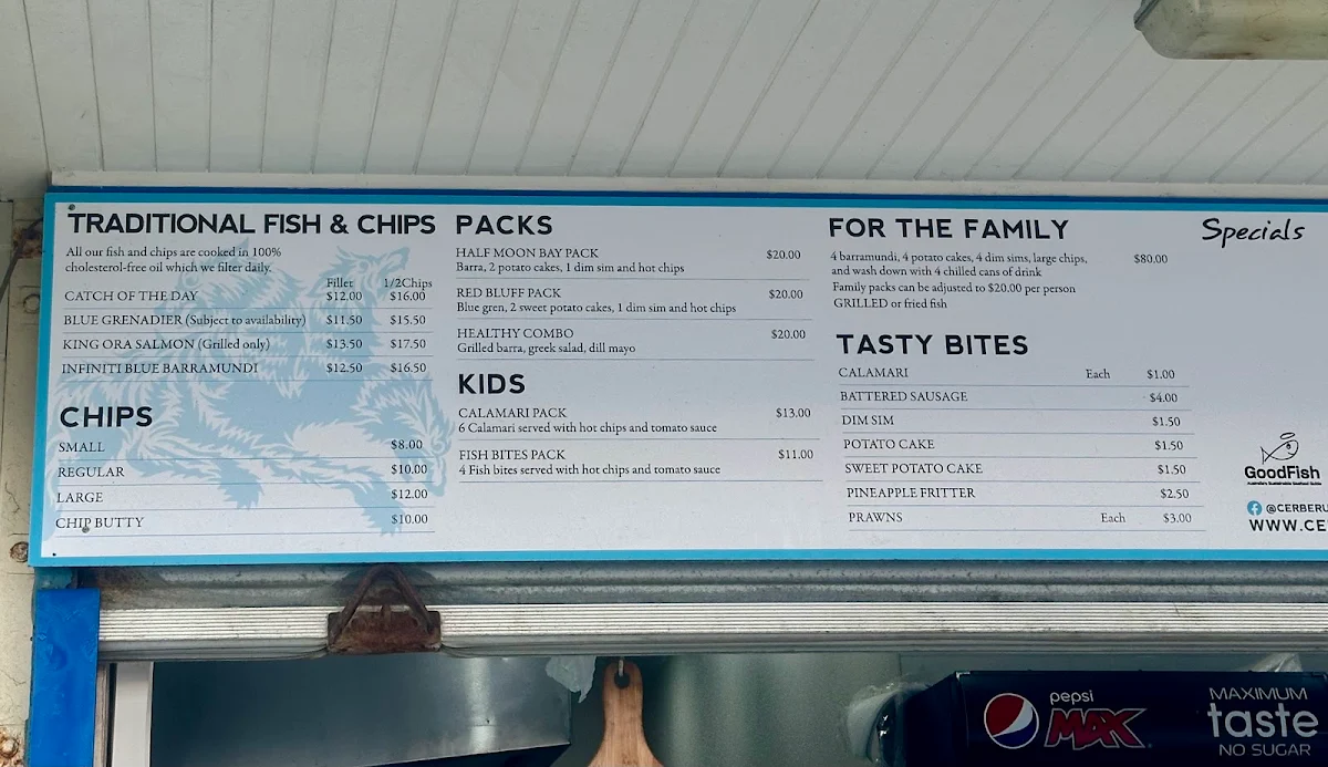 Menu, The Cerberus Beach House