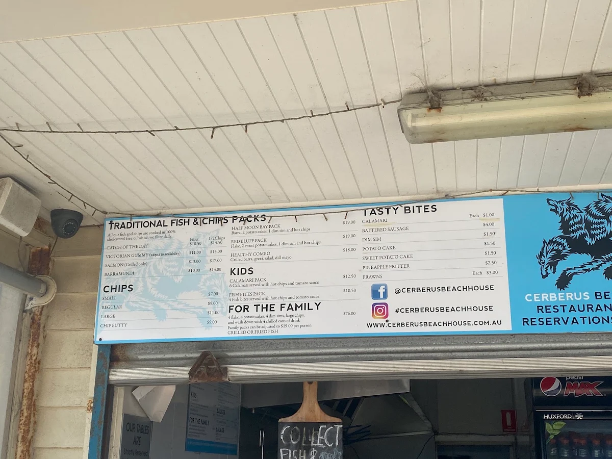 Menu, The Cerberus Beach House