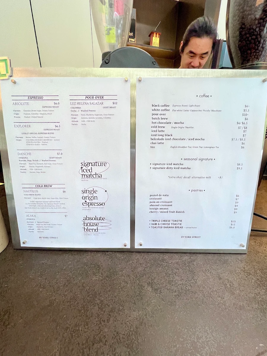 Menu, Leible Coffee