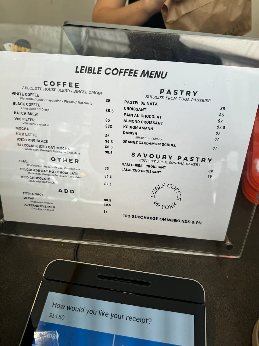 Menu, Leible Coffee
