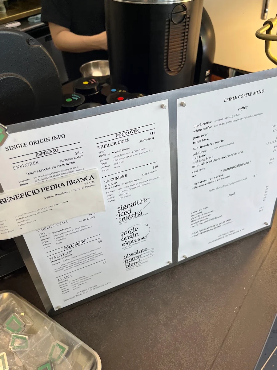 Menu, Leible Coffee