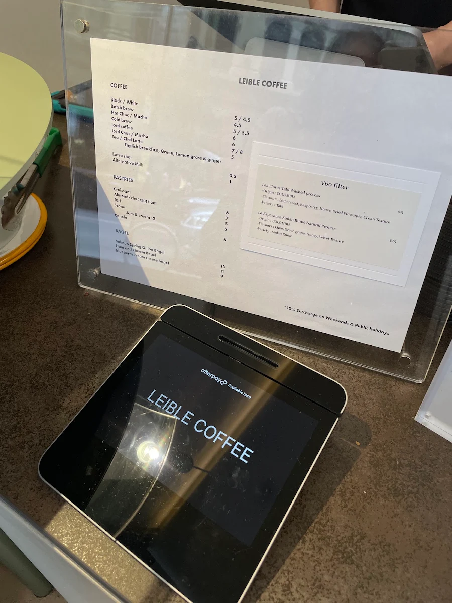 Menu, Leible Coffee