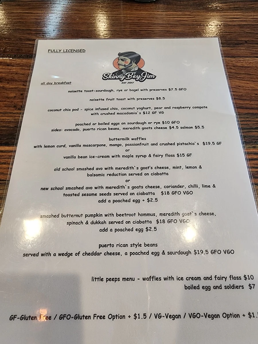 Menu, Skinny Boy Jim
