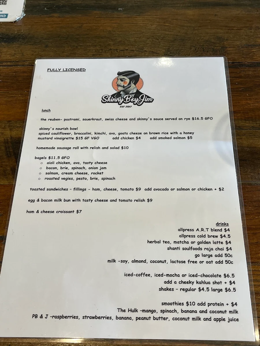 Menu, Skinny Boy Jim