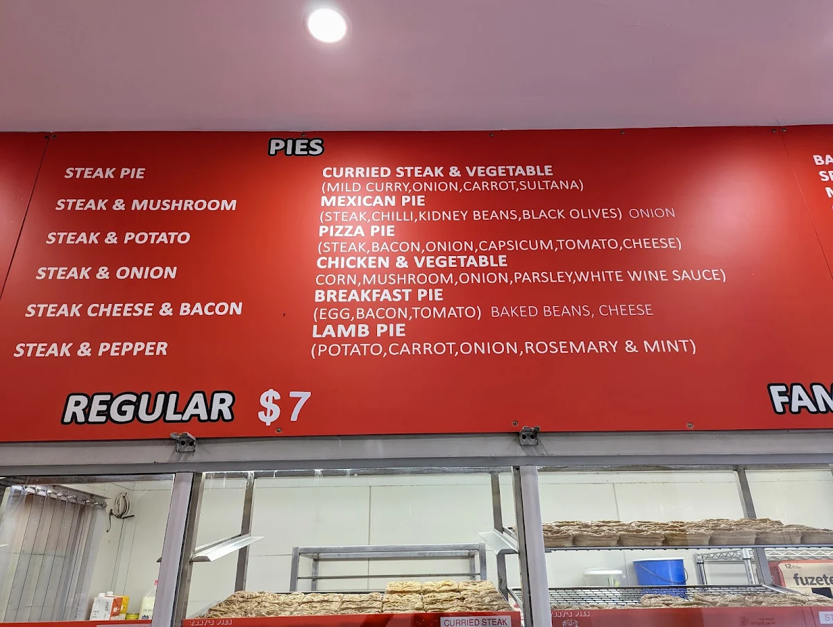 Menu, Tony's Pies