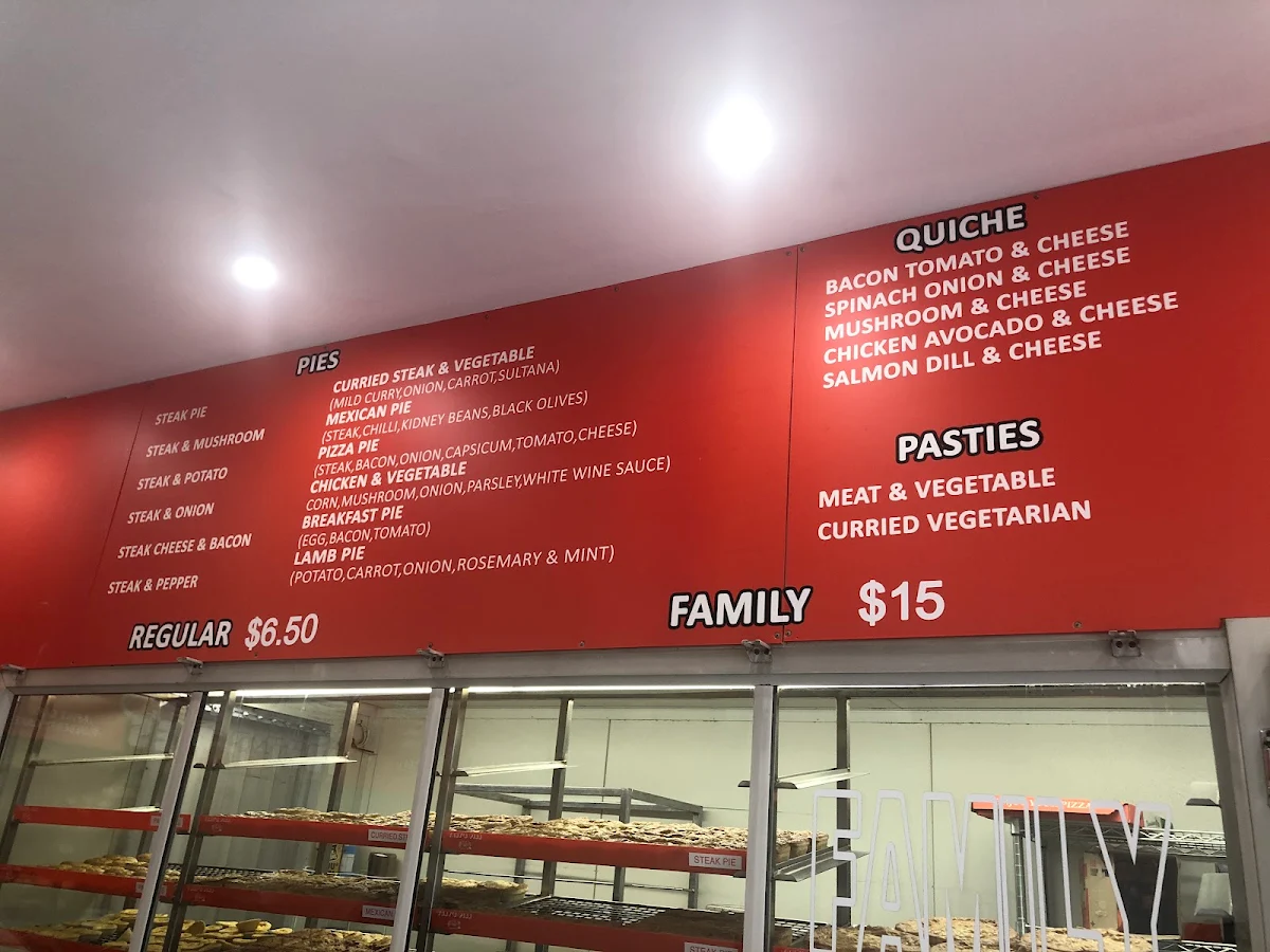 Menu, Tony's Pies