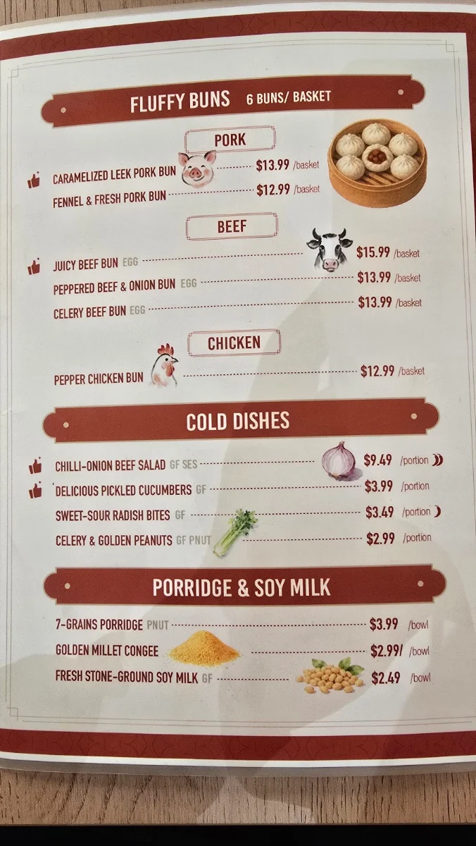 Menu, DONG BUN BUN