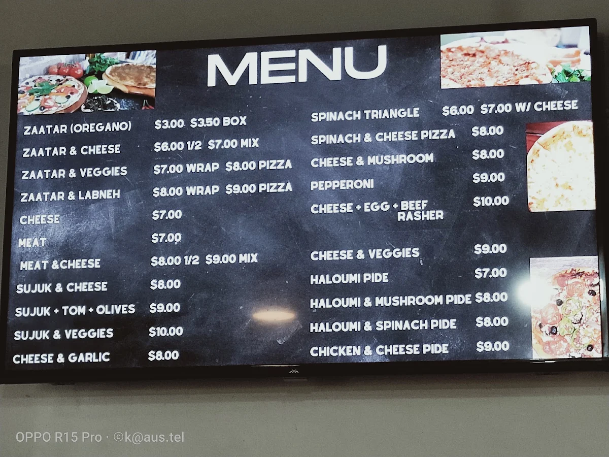 Menu, LA Moosh Bakery Cafe