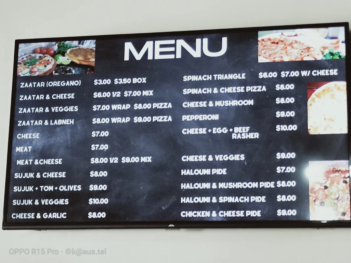 Menu, LA Moosh Bakery Cafe