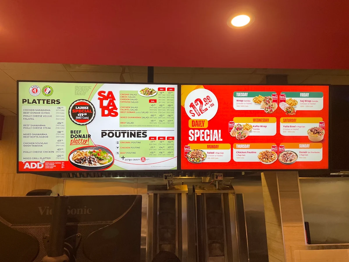 Menu, Lazeez Shawarma