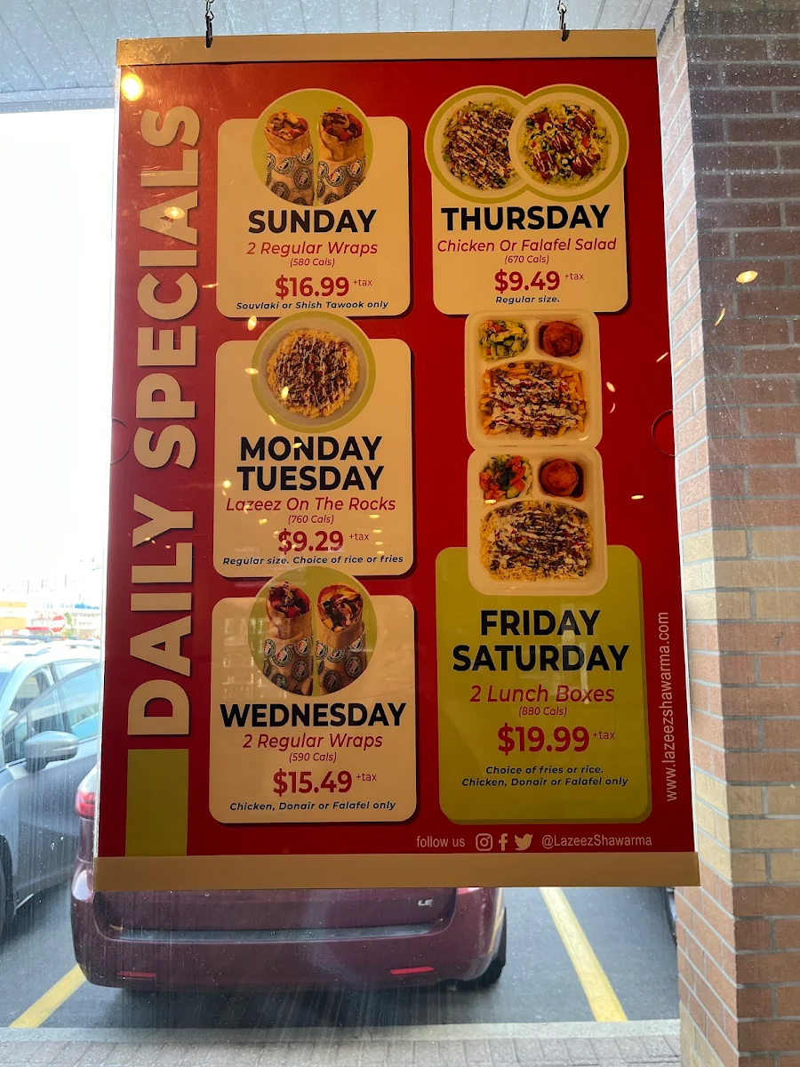 Menu, Lazeez Shawarma