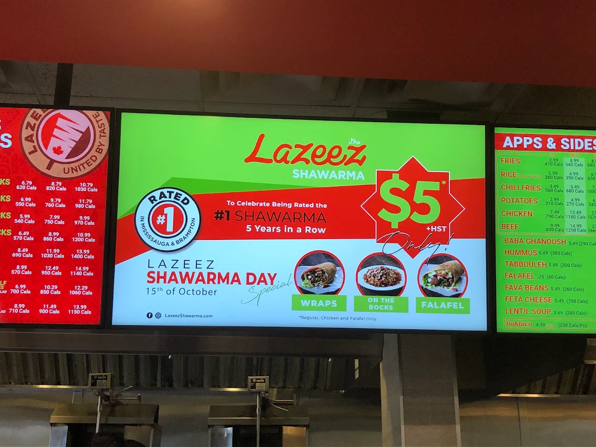 Menu, Lazeez Shawarma