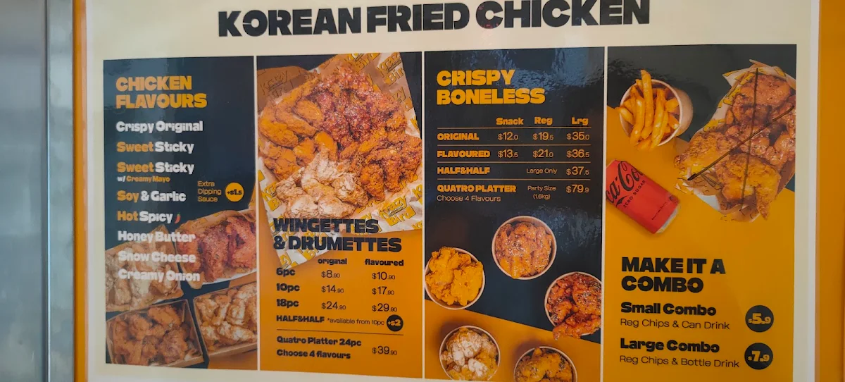 Menu, Krazy Bird Hornsby