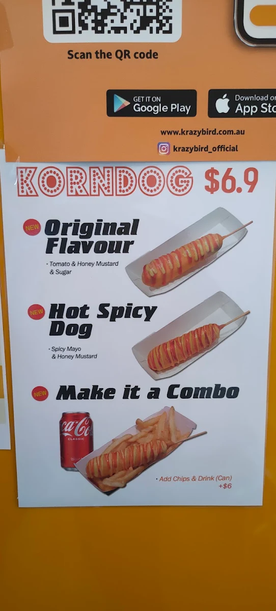 Menu, Krazy Bird Hornsby