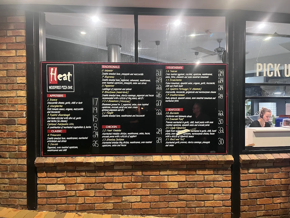 Menu, Heat Woodfired Pizza Bar
