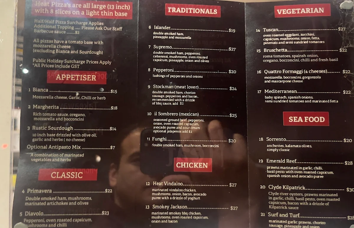 Menu, Heat Woodfired Pizza Bar