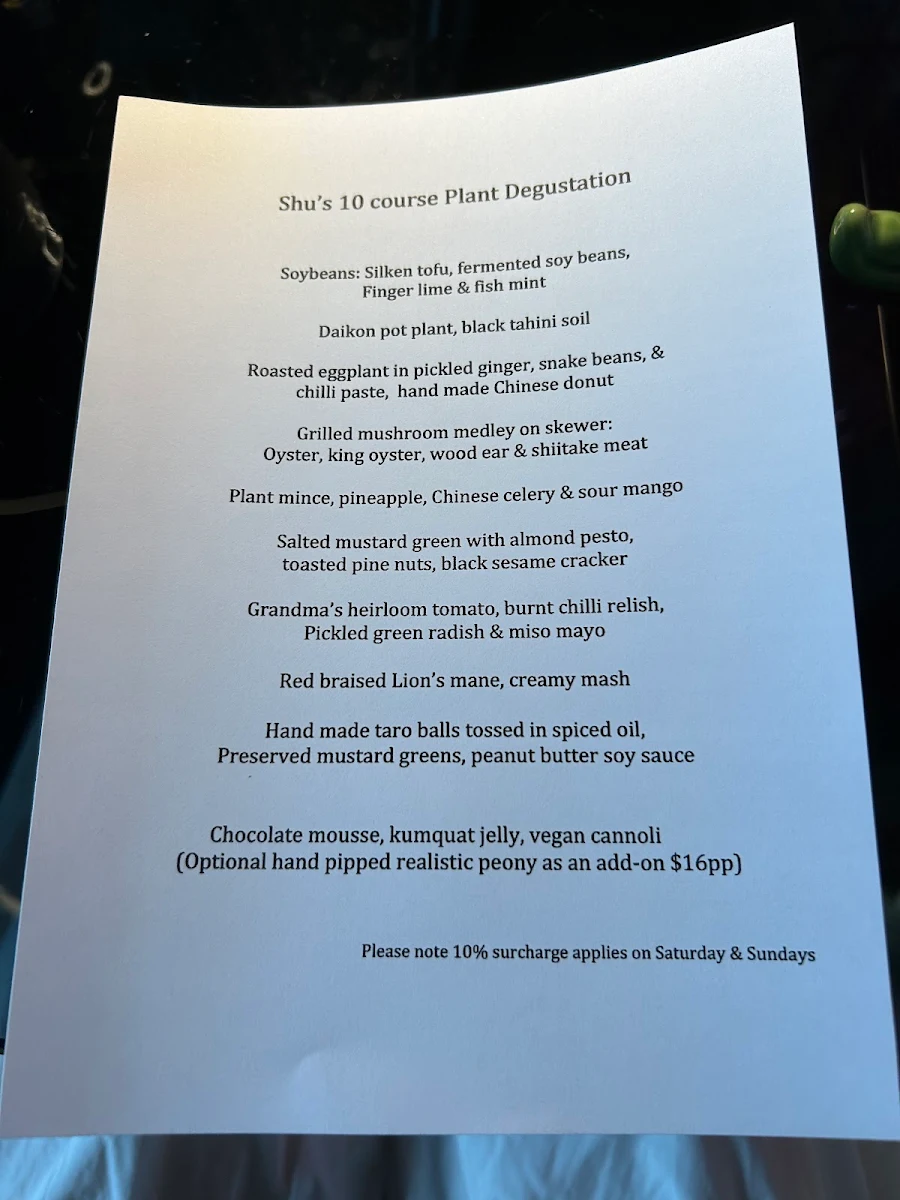 Menu, SHU