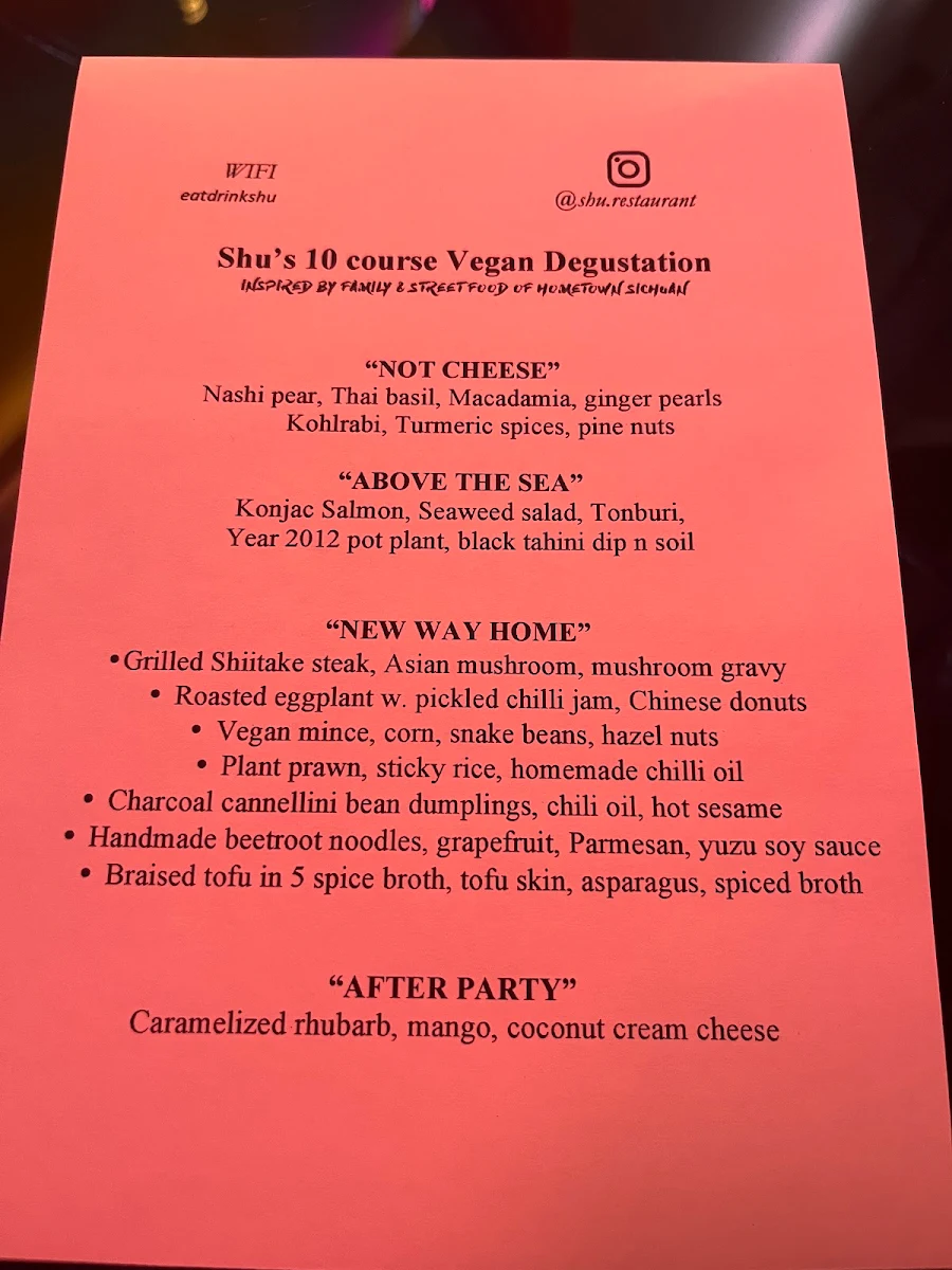 Menu, SHU