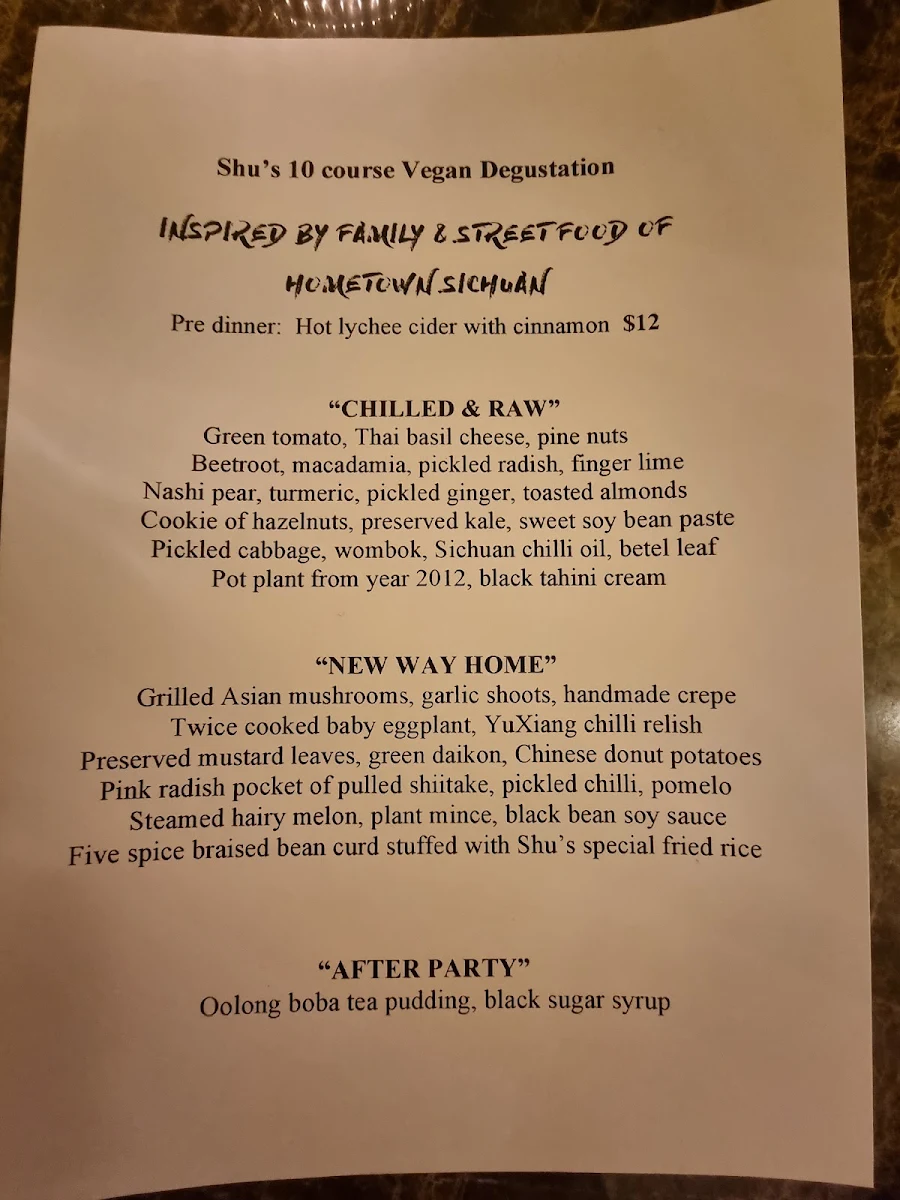 Menu, SHU