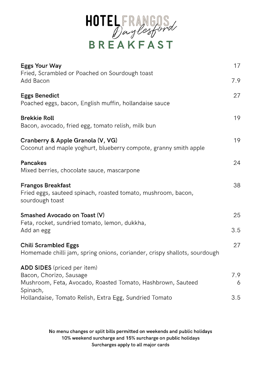 Menu, KOUKLA CAFE