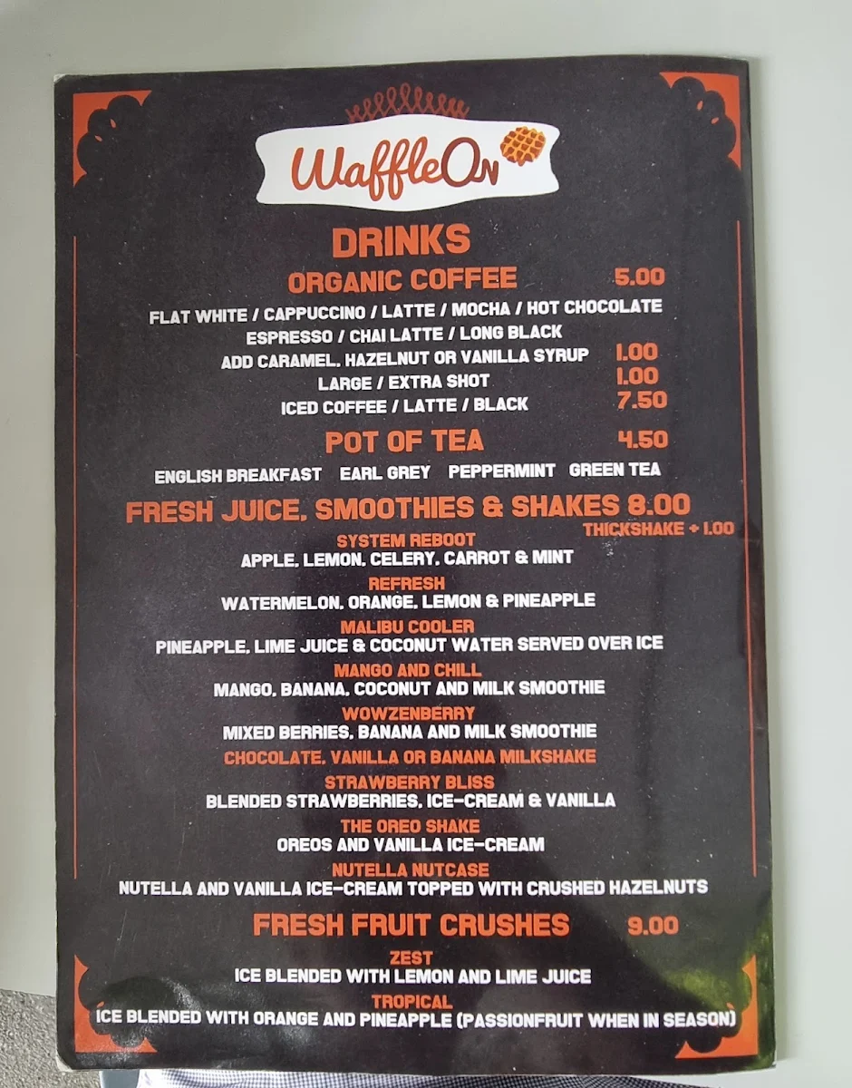 Menu, Waffle On Cairns