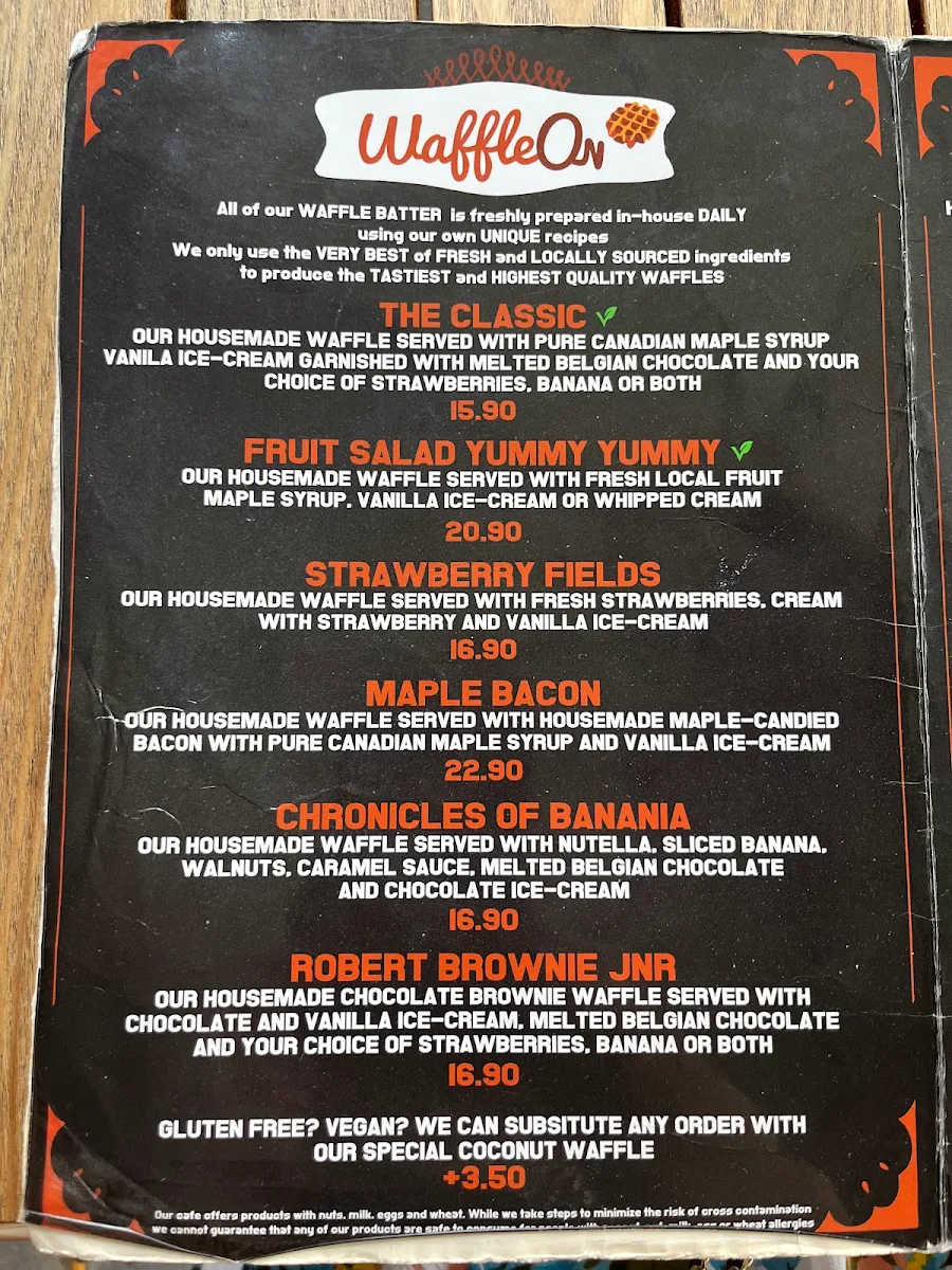 Menu, Waffle On Cairns