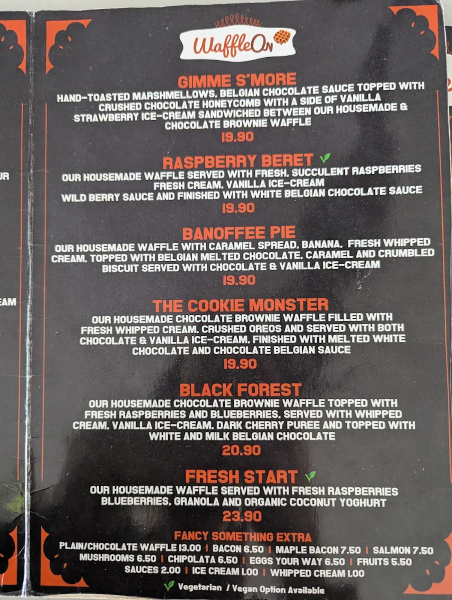 Menu, Waffle On Cairns