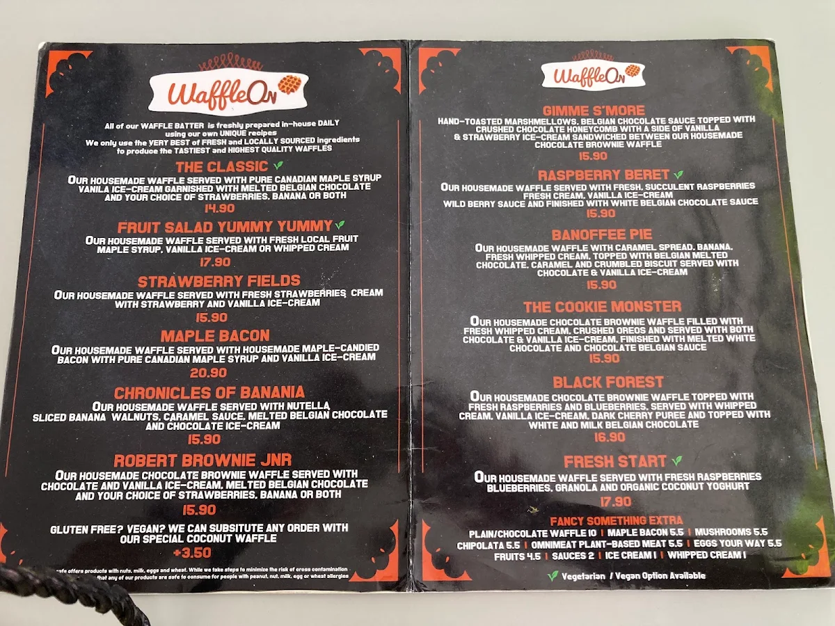 Menu, Waffle On Cairns