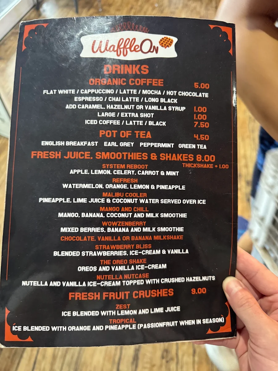 Menu, Waffle On Cairns