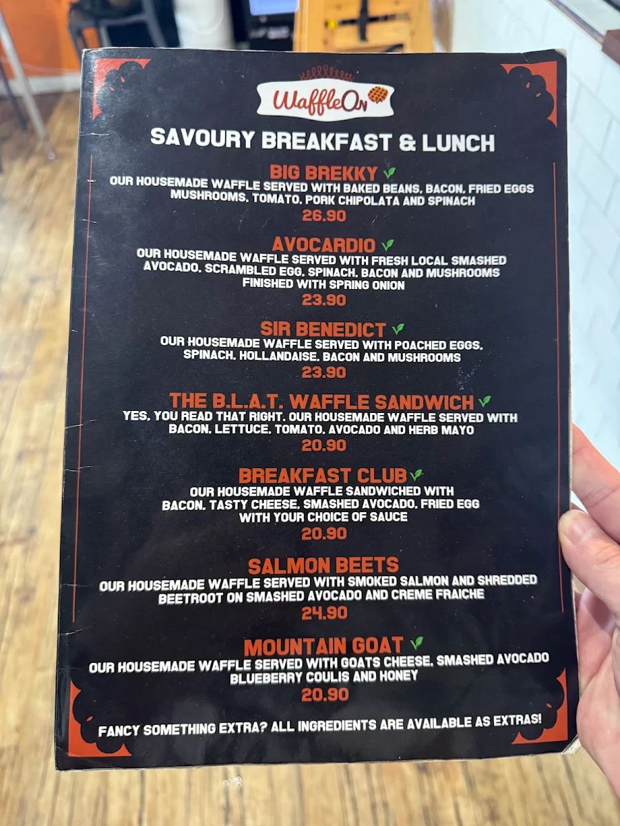 Menu, Waffle On Cairns
