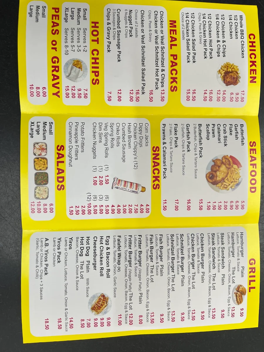 Menu, MANOR FARM CHICKEN & SEAFOOD