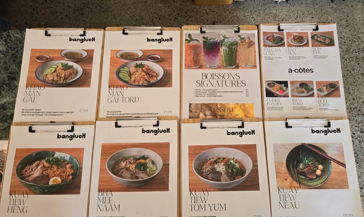 Menu, Restaurant Bangluck
