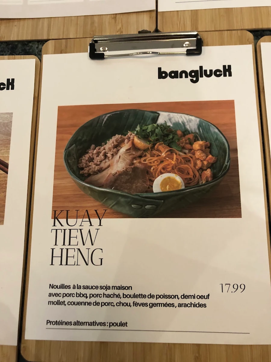 Menu, Restaurant Bangluck