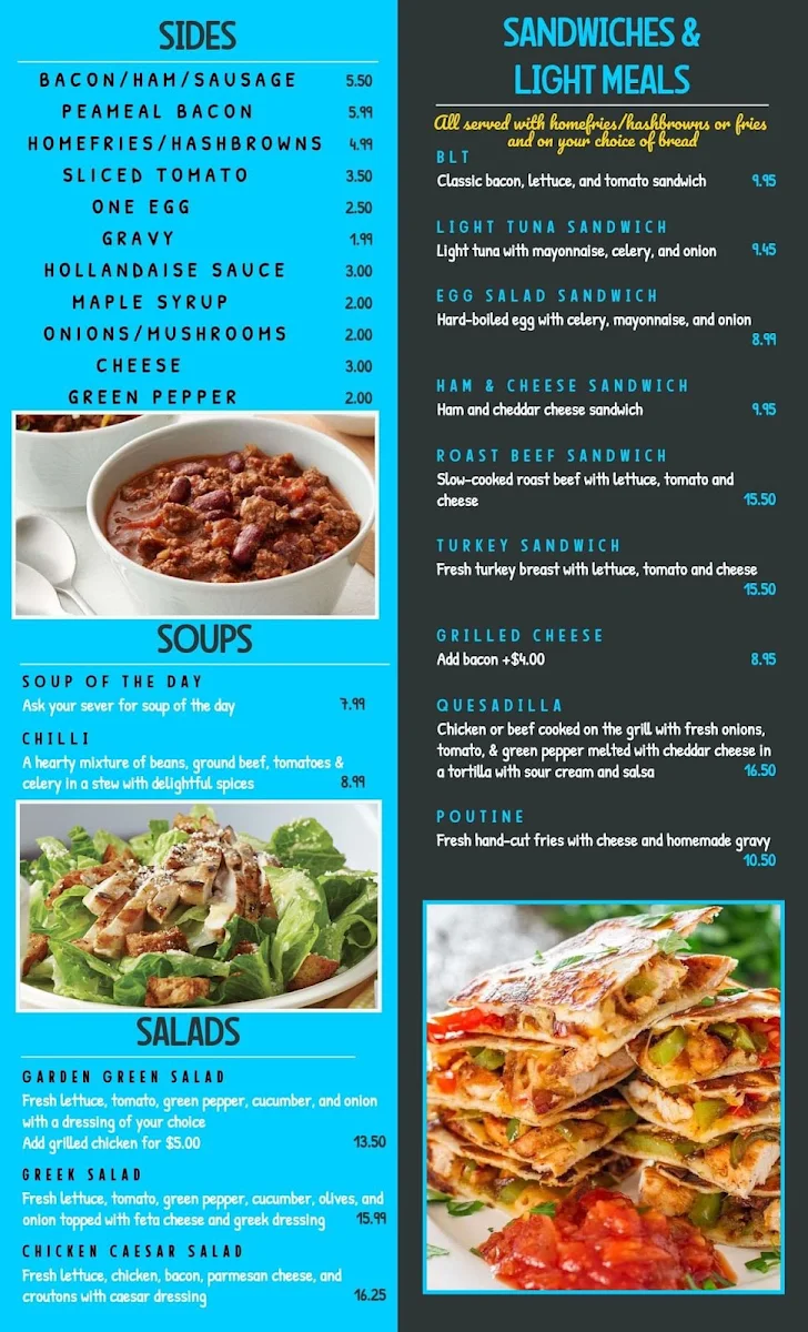 Menu, Sal's Family Restaurant