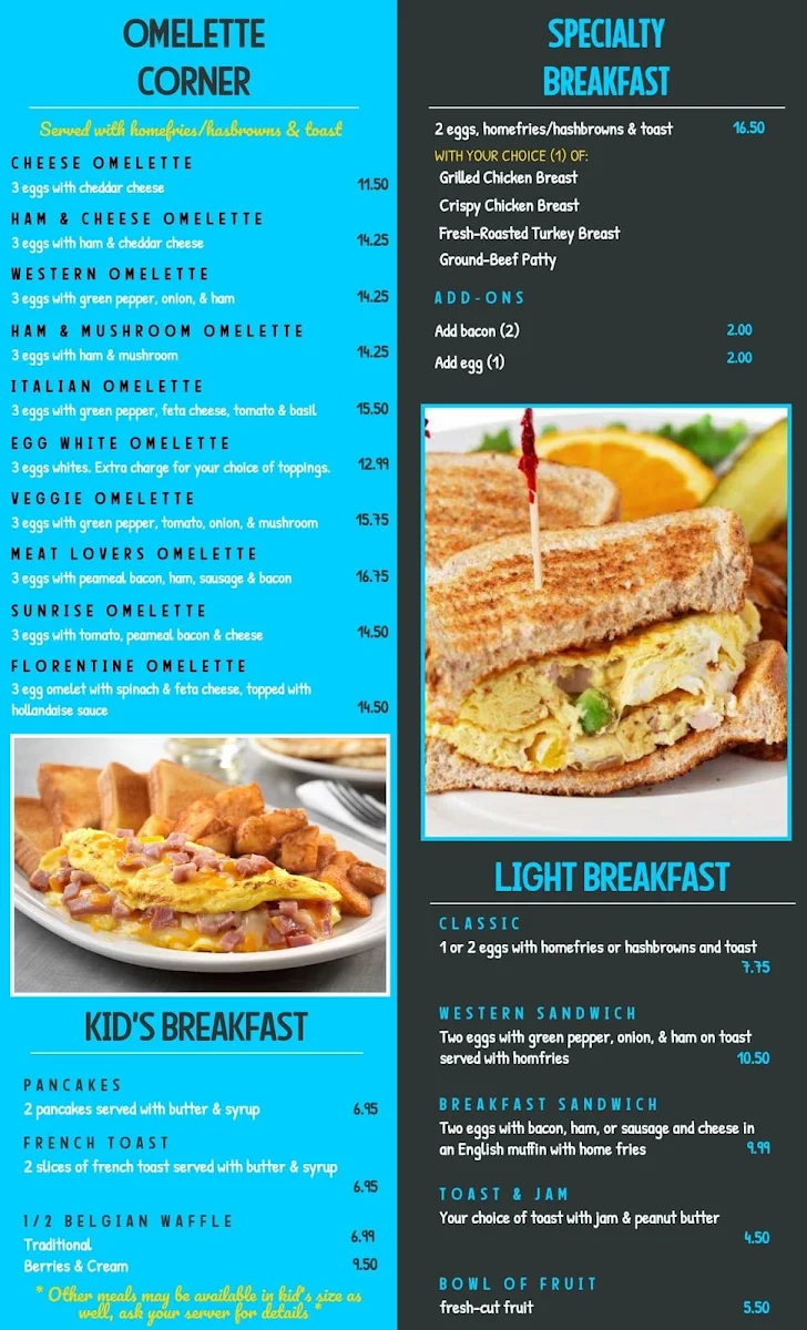 Menu, Sal's Family Restaurant