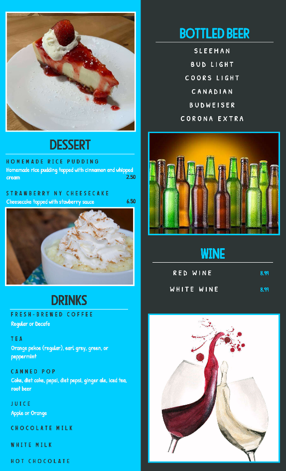 Menu, Sal's Family Restaurant