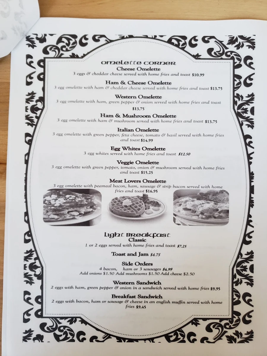 Menu, Sal's Family Restaurant