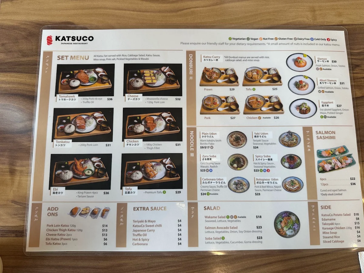 Menu, KatsuCo Sherwood