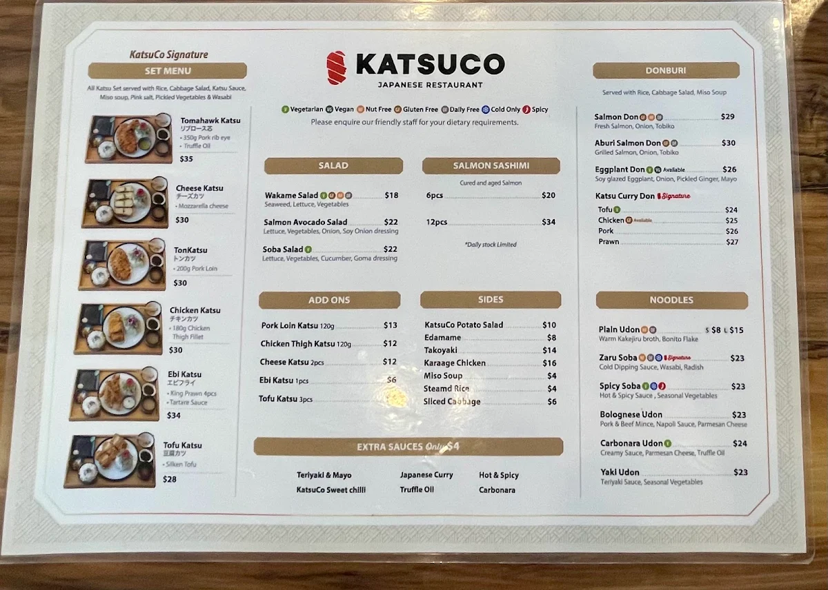 Menu, KatsuCo Sherwood