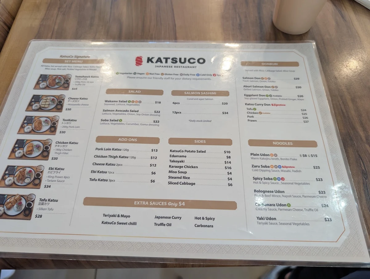 Menu, KatsuCo Sherwood