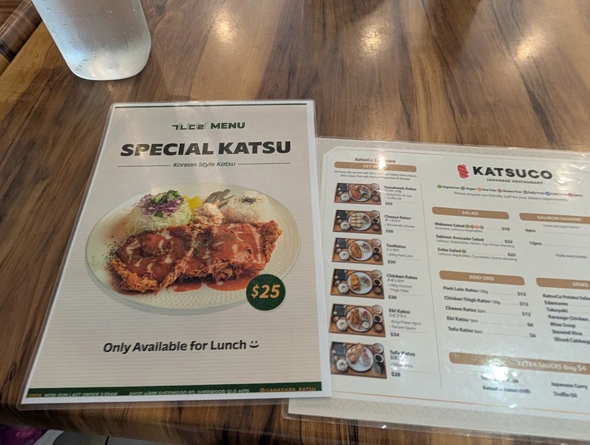 Menu, KatsuCo Sherwood