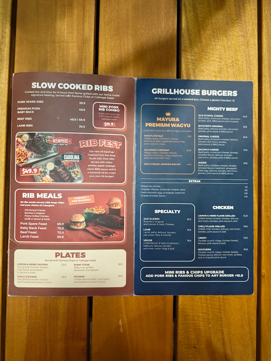 Menu, Ribs & Burgers Perth CBD