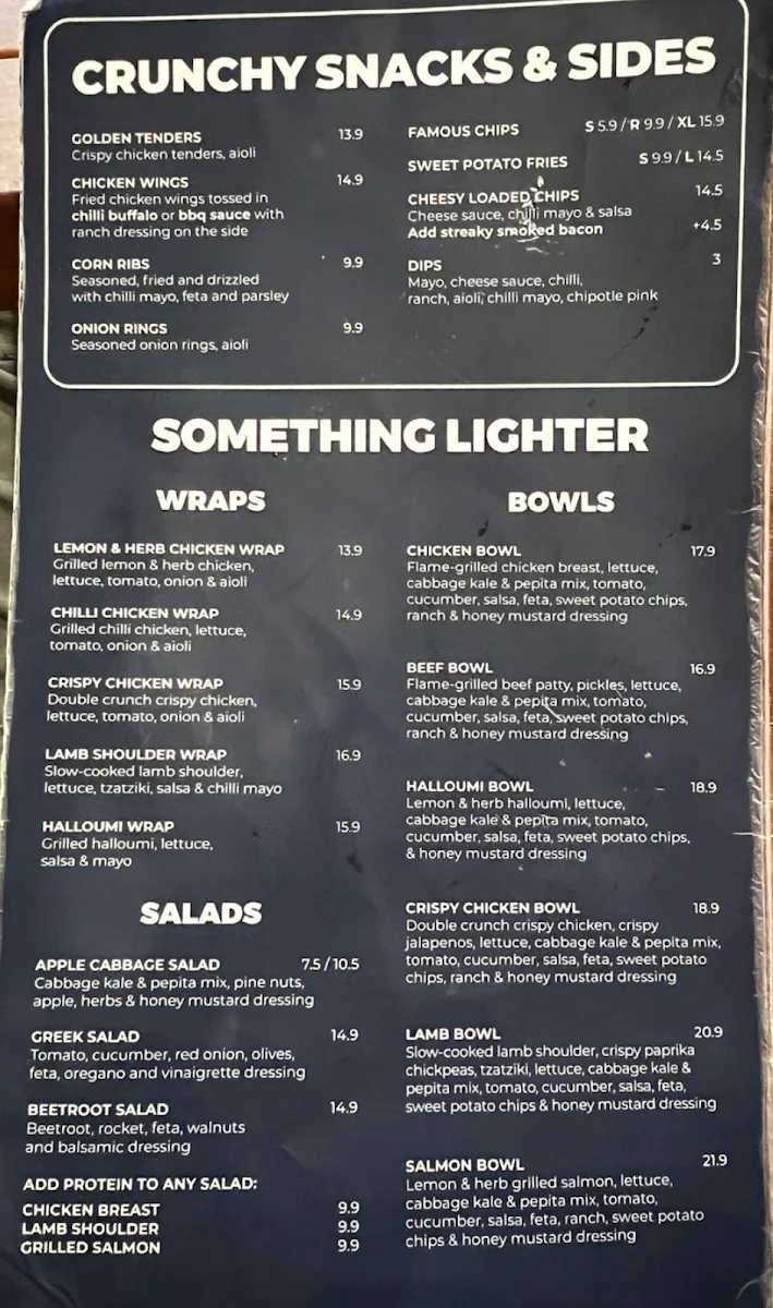 Menu, Ribs & Burgers Perth CBD